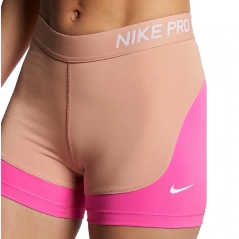 Nike Pro 3” training  Women's Athletic Shorts in Pink and Tan color size small